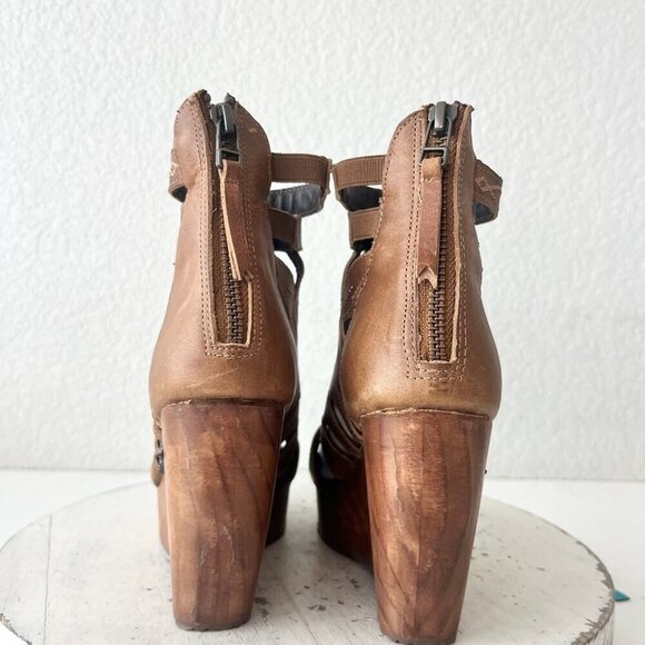 NEW Lane Boots BECCA Womens Brown Wedges 5 Western Cowgirl Wooden Heeled Sandals - Picture 3 of 11